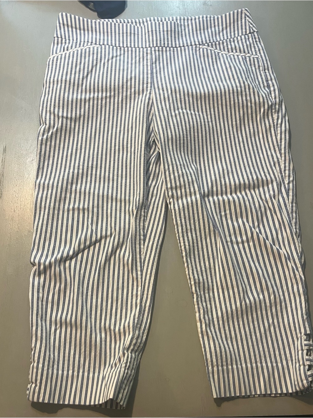 Chico's Blue and White Striped Chino Crop Pants